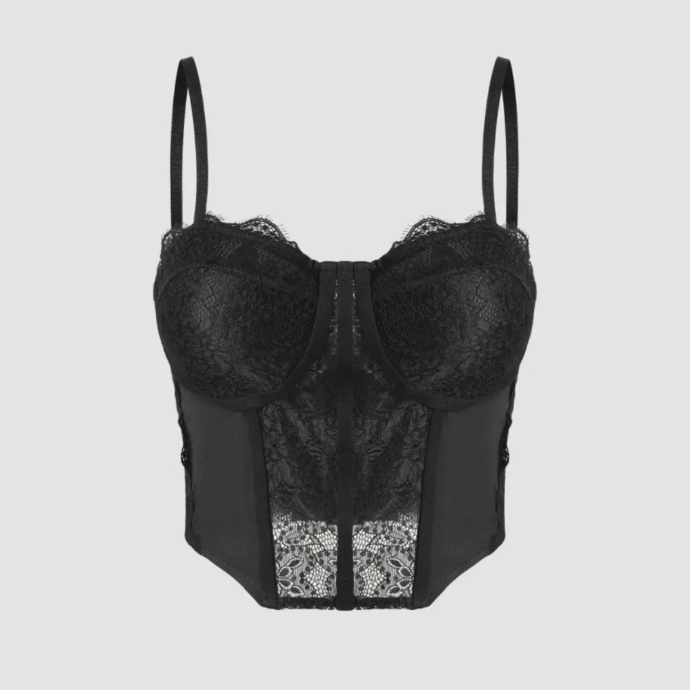 Floral Lace Corset Crop Tank Top XL